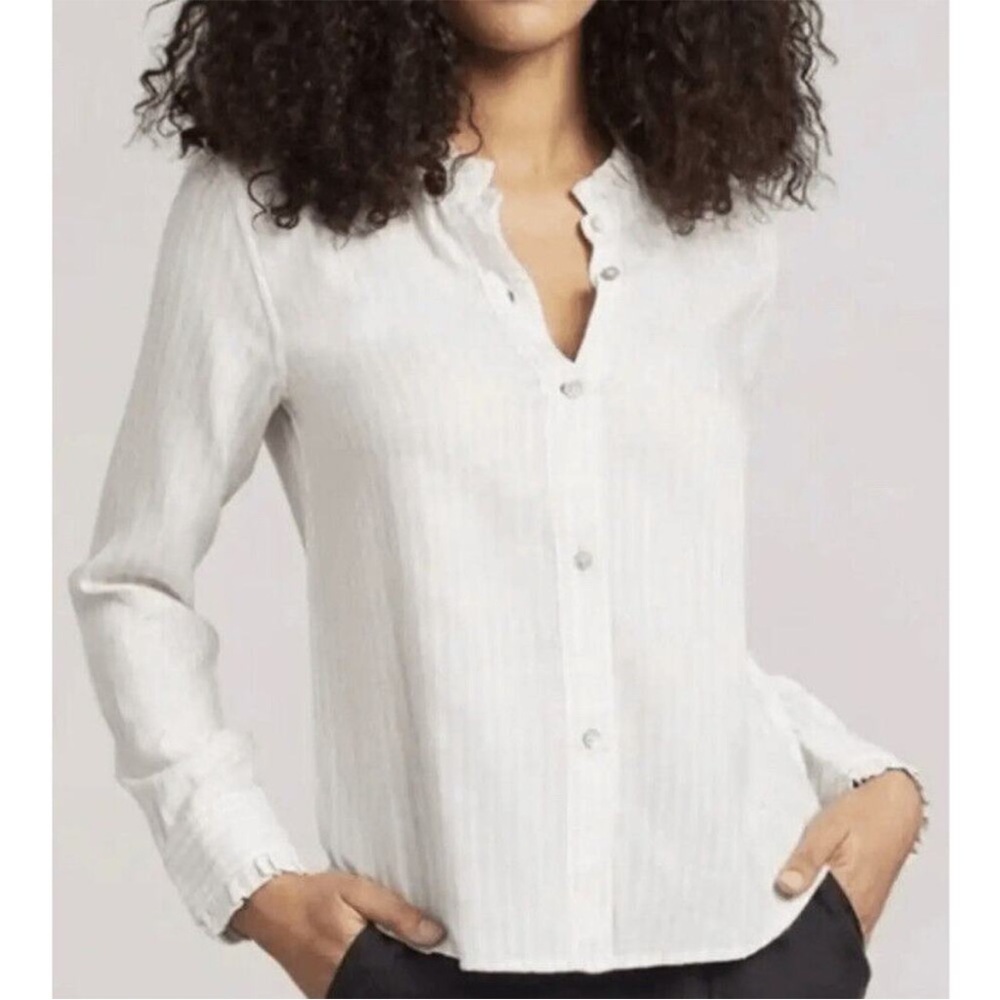 Faherty Nantucket Ruffle Button Down Linen Blend … - image 16